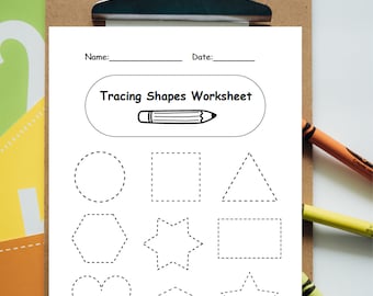 Tracing Shapes Worksheet: Preschool Kindergarten Printable (PDF)