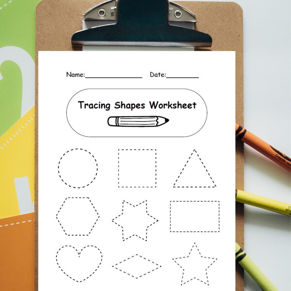 Tracing Shapes Worksheet, Learn Shapes Template, Preschool Shape Worksheet, Trace Shapes, Kindergarten Shape Tracing | Instant Download PDF