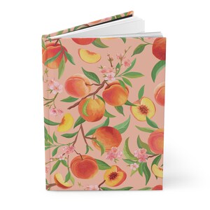 Peach Blossom Hardcover Journal, Aesthetic Journal, Floral Notebook, Gift for Her, Summer Decor, Peach Lovers Gift, Writing Journal