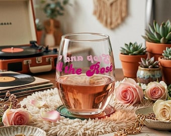 Taça de Vinho Rosé "Pare e Sinta o Aroma" | Taça sem Haste com Fonte Divertida e Moderna