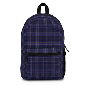 Blue Plaid Backpack: Tartan Patterned Rucksack - 13L Polyester Bag