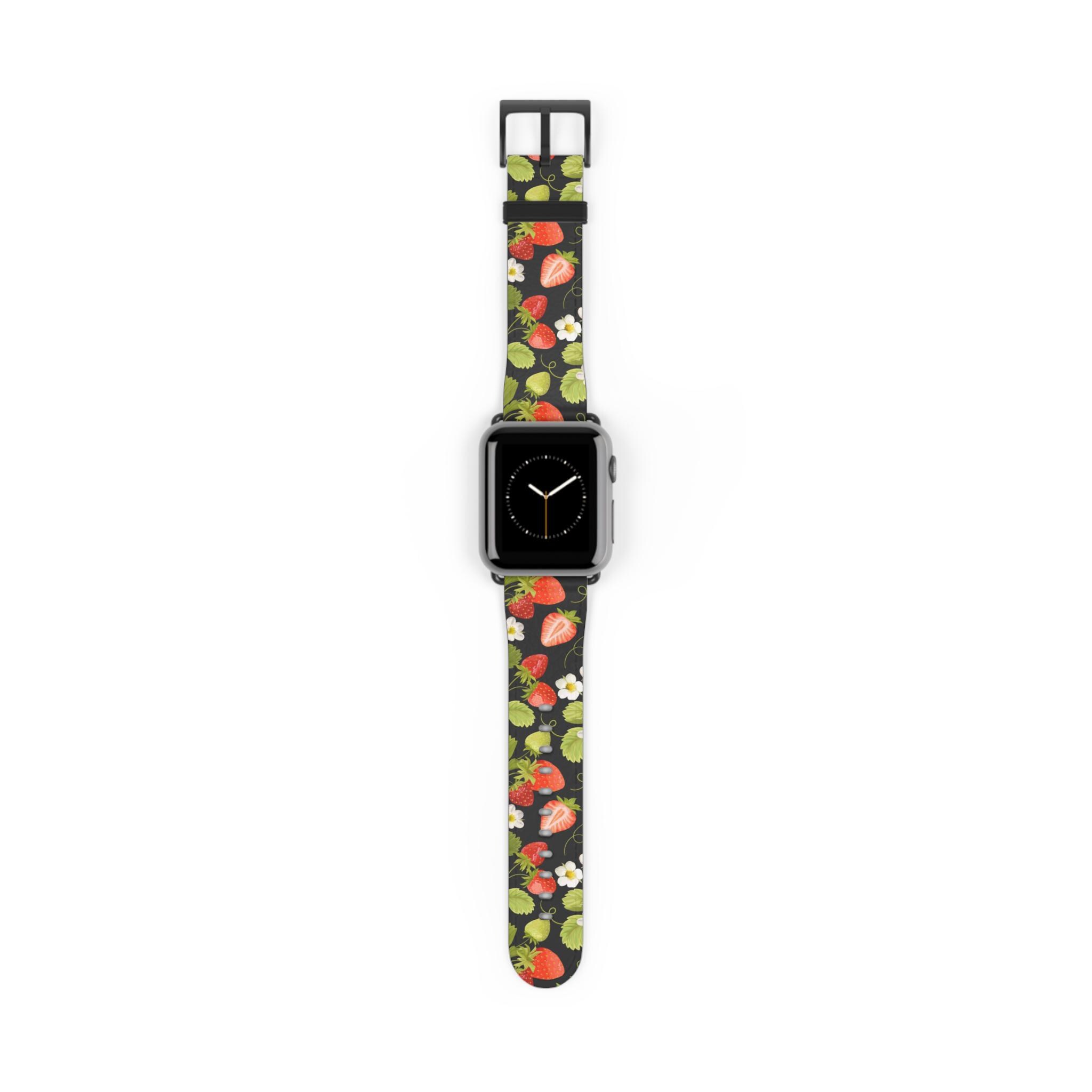 Black Floral Pattern Apple Watch Band - Etsy display picture 2
