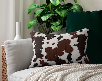Almohada lumbar con estampado de vaca y vaquero occidental / Decoración del hogar estilo western