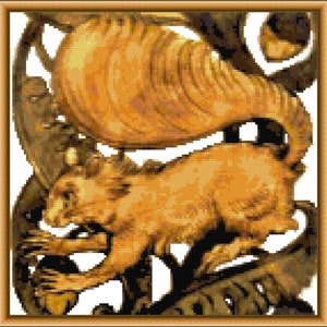 DeMorgan Tile Squirrel, cross-stitch pattern, instand PDF download