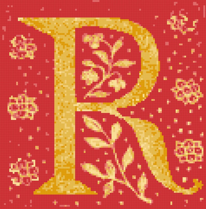 Gilded R on Red NEEDLEPOINT Pillow Top PDF Pattern - Etsy