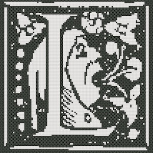 Chorister Initial L, cross-stitch pattern, PDF instant download