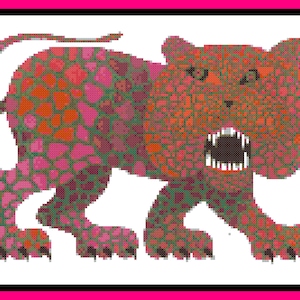 Polish Circus Leopard, cross-stitch PDF instant download