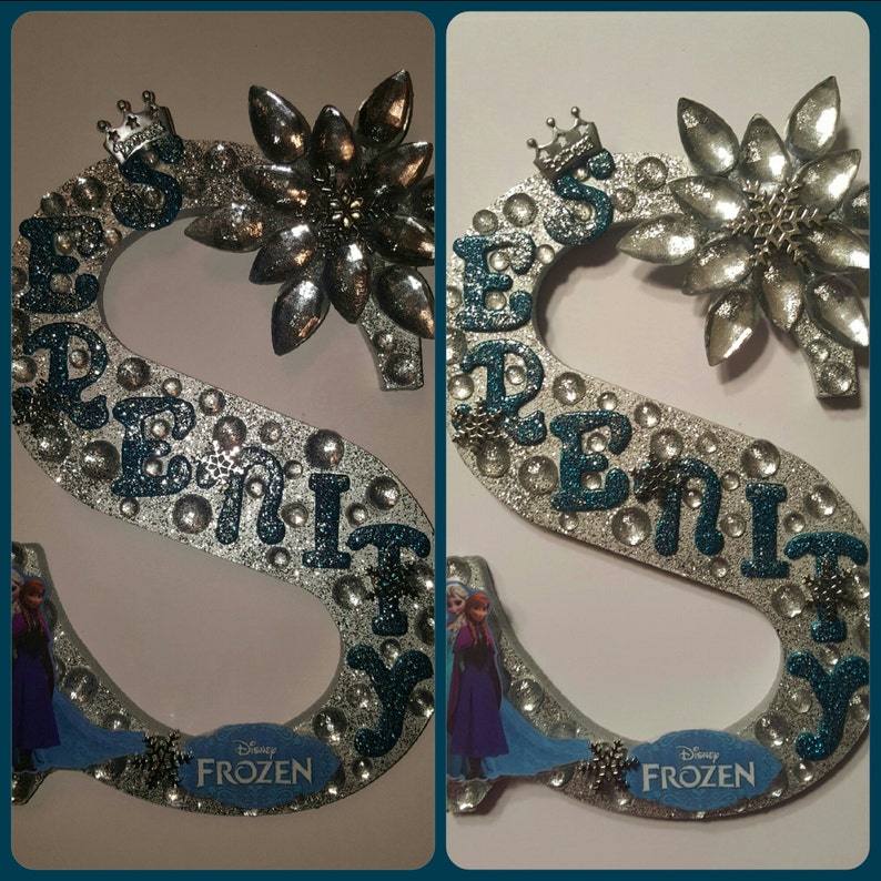 Frozen Wooden Letters Rhinestone Decor Large 8 inch Etsy