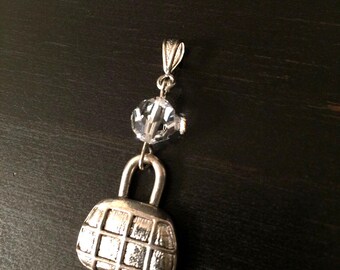 STATEMENT PENDANT w/ SWAROVSKI Crystal & Fun Purse-Shaped Charm - Pendant Length - 1.75 inches (chain not included) Perfect for Bag-Lovers!