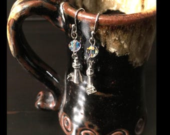 LIGHTHOUSE EARRINGS with SWAROVSKI Crystals for Mother's day, Birthday, Remembrance, Hope, Faith, Loss/Grief  - dangle length 1 & 1/2 inches