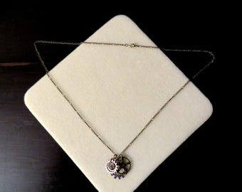 STEAMPUNK NECKLACE w/ GEAR charms-Copper, Brass, Silver and Antique Gold-Necklace 27.5 inches, Charms hang 1.25 inches, lobster claw clasp