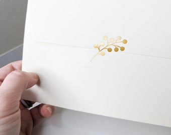 Gold Berry Branch Vinyl Stickers | Envelope Seals