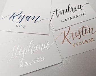 Calligraphy Place Cards | Copper Placecards | Escort Cards | Copper Table Cards | Copper Table Tents | Wedding Table Tents | Silver wedding