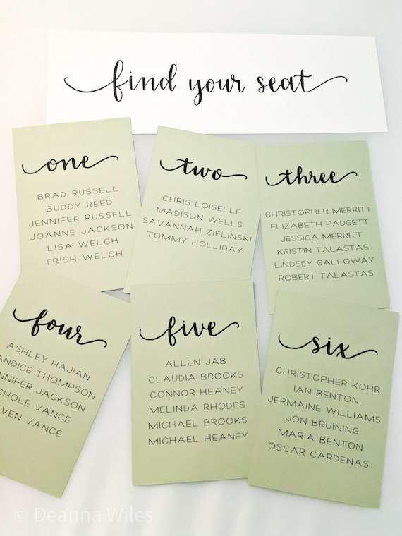 Hand-Lettered Wedding Table Assignment Cards | Reception Place Cards