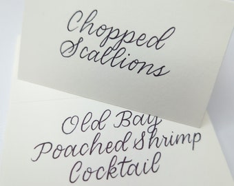 Calligraphy Buffet Cards | Wedding Food Cards | Gold Escort Cards | Wedding Place Cards | Wedding Seating Chart | Calligraphy Table Cards