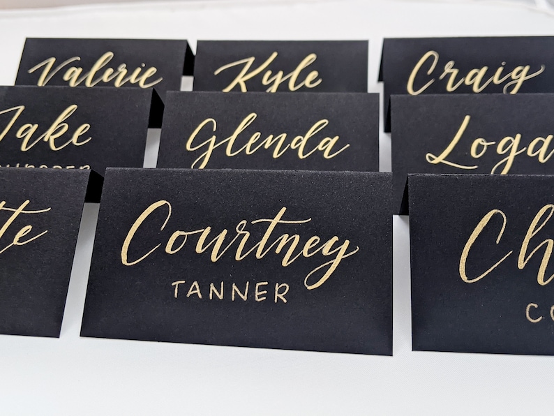 Black Place Cards Handwritten Place Cards Wedding Place - Etsy