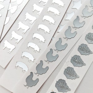 Silver Foil Wedding Meal Choice Stickers | Place Card Stickers
