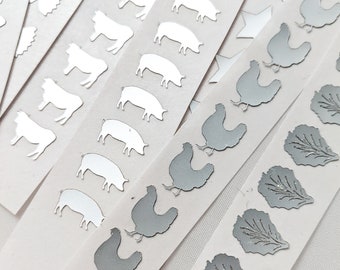 Silver Foil Wedding Meal Choice Stickers | Place Card Stickers