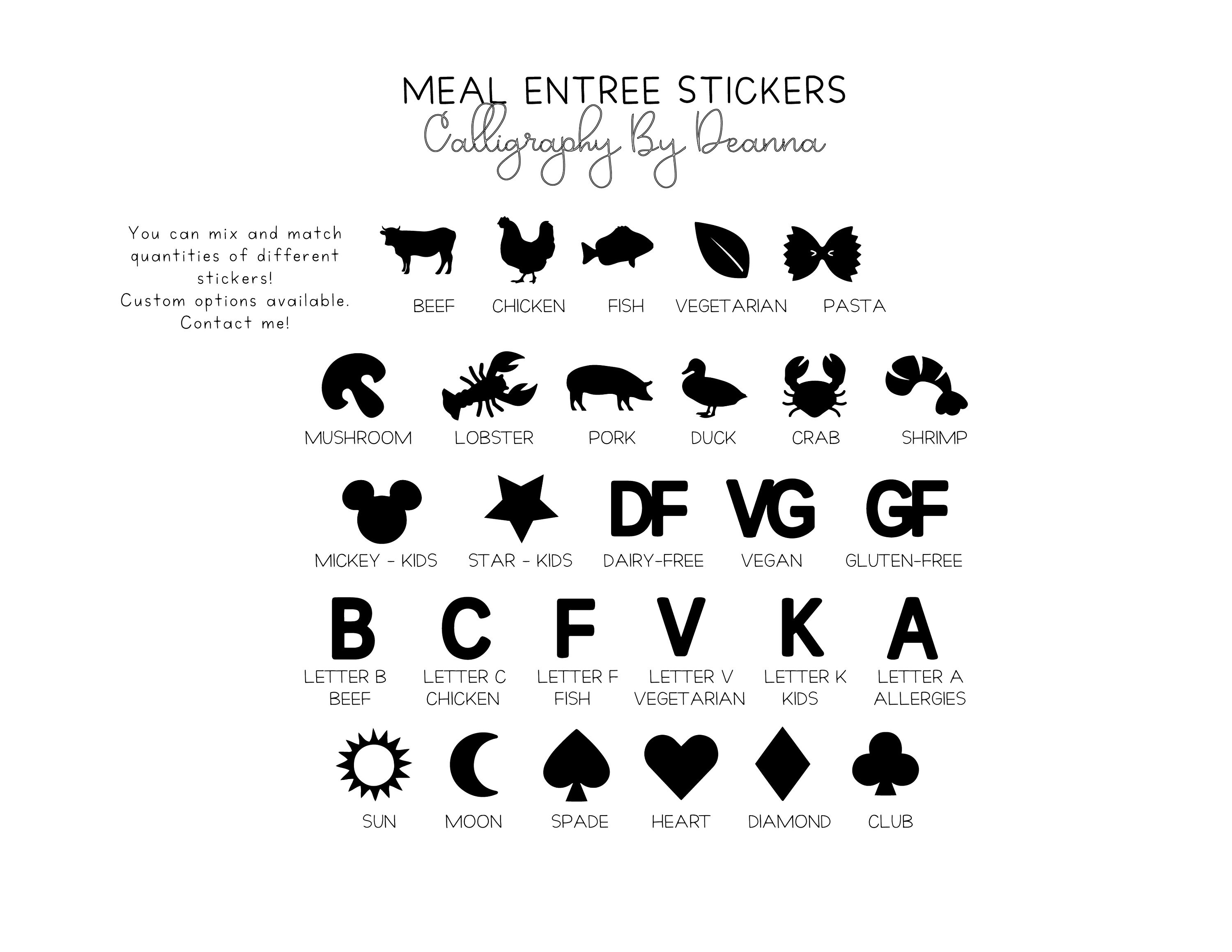 Wedding Meal Stickers Gold Place Card Stickers Wedding Etsy