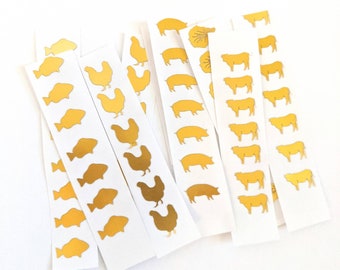 Wedding Meal stickers | Gold place card stickers | Wedding place card meal choice | Entree stickers | Beef chicken fish vegetarian vegan