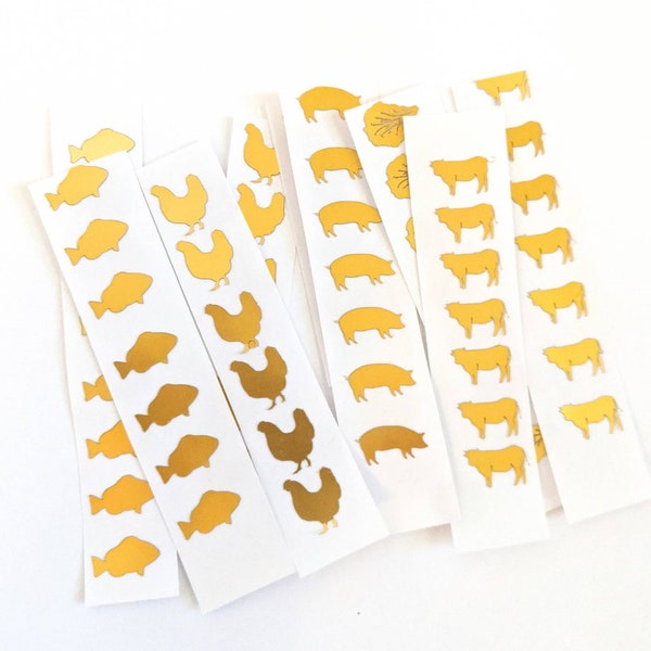 Wedding Meal stickers | Gold place card stickers | Wedding place card meal choice | Entree stickers | Beef chicken fish vegetarian vegan