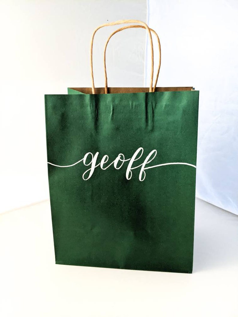 Groomsmen Gift Bags Dark Green Gift Bags Green Custom Gift Etsy
