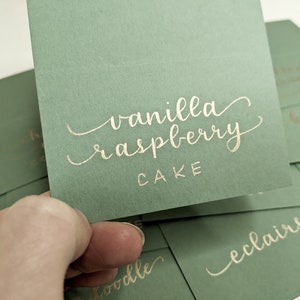 Calligraphy Buffet Cards | Wedding Buffet Labels | Wedding Buffet Gold | Wedding Table Cards | Wedding Table Tents | Green food labels