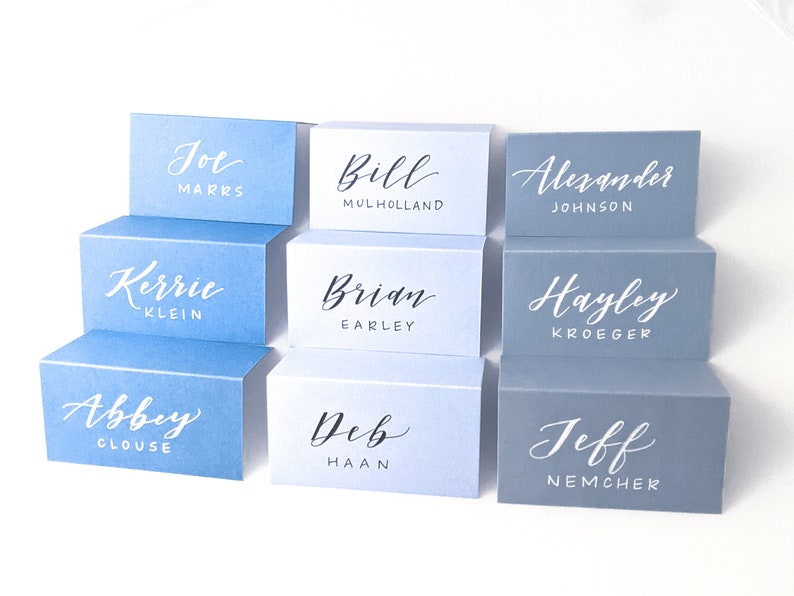 Blue Place Cards  Dusty Blue Placards  Escort Cards  image 0