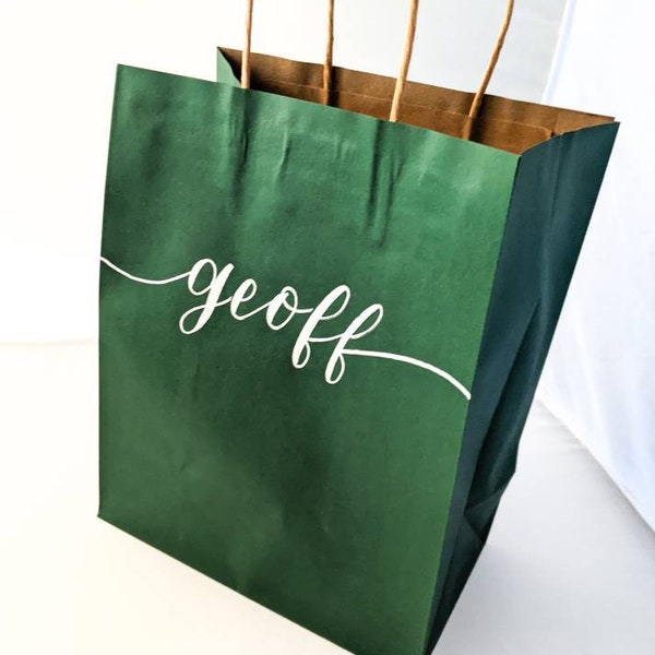 Groomsmen gift bags |  dark green  gift bags | Green custom gift bag | green wedding bags | Green goodie bag | Forest green bags | gift bag
