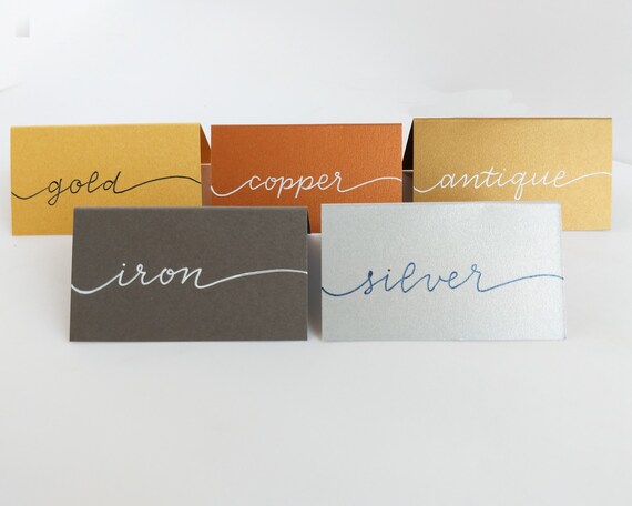 Metallic Place Cards Tented Cards Table Tents Reception Etsy