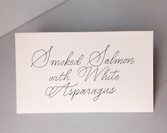Rose Blush Light Pink Calligraphy Wedding Buffet Cards | Food Labels