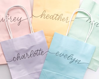 Rainbow gift bags | Custom gift bags | pastel gift bags | baby shower gift bags | Rainbow goodie bags | Rainbow custom bags | pink bags