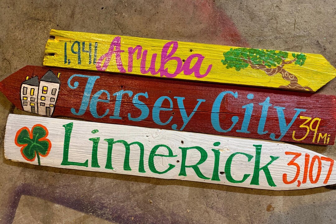 3 Personalized Wooden Destination Sign-custom Place Name & Distance ...
