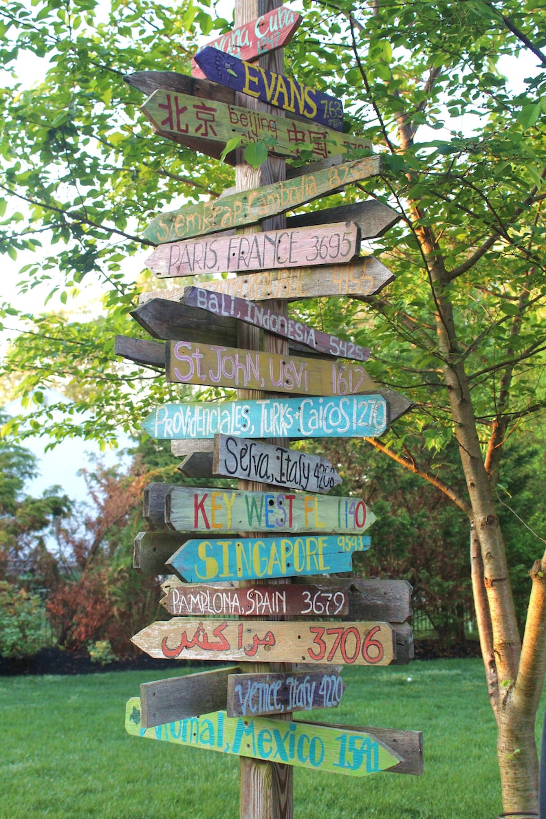 14 Personalized Wooden Destination Sign-custom Place Name & Distance ...