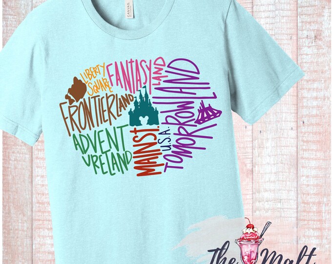 MALT SHOPPE Disney’s Disney World Inspired Magic Kingdom Map of the Lands Tee