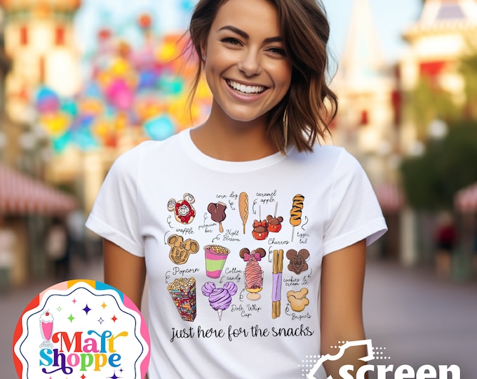 MALT SHOPPE Just Here for the Snacks Disney World Disneyland Magic Kingdom Epcot Shirt T-Shirt Tank Top