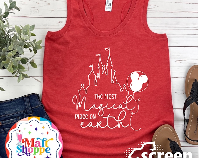 MALT SHOPPE  Disney Most Magical Place on Earth Castle Disney World Tank Hoodie