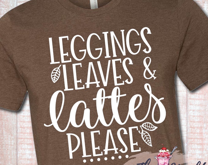 MALT SHOPPE Unisex Fall Leggings Leaves Lattes Please