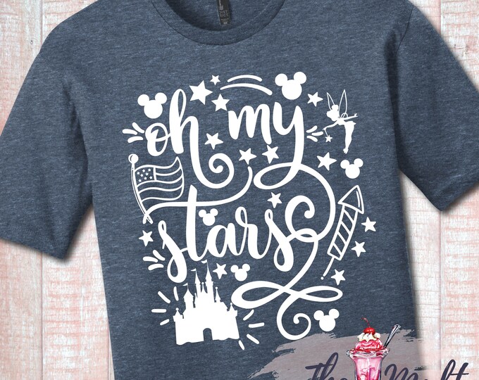 MALT SHOPPE Oh My Stars American Patriotic July 4 inspired by Disney Mickey Minnie Mouse Unisex Adult Youth Shirt