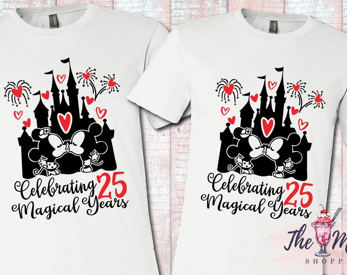 MALT SHOPPE Anniversary Shirts Disney Magical Years CUSTOM Number of Years Includes Two Shirts!