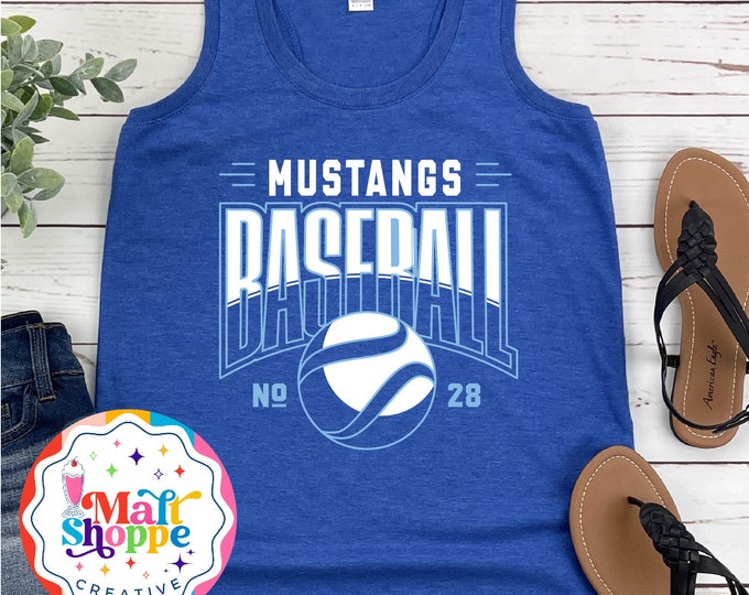 MALT SHOPPE CUSTOM Your Team Baseball Player Name Number Mascot Your Team Your Colors Shirt T-Shirt Tank Top