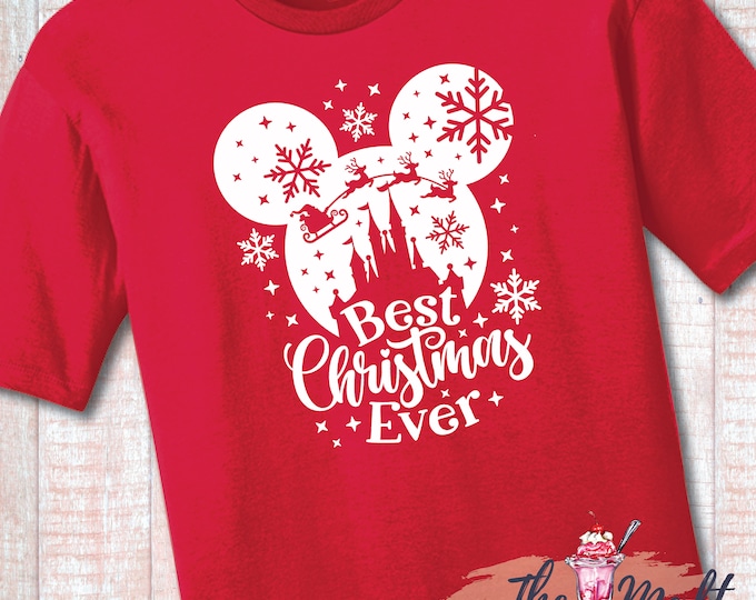 MALT SHOPPE Best Christmas Ever Holiday Christmas Castle Santa Inspired by Disney Youth Adult Tee