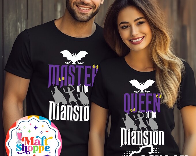 MALT SHOPPE Haunted Mansion Master Queen of the Mansion Gracey Disneyland Honeymoon Anniversary Shirts