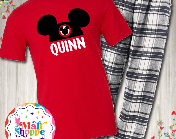 MALT SHOPPE CUSTOM Mickey Minnie Mouse Ears Vacation Personalized Loungewear Set Custom Name Youth Adult