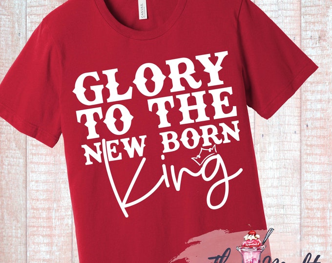 MALT SHOPPE Christmas Glory to the Newborn King Youth Adult Short Sleeve Shirt