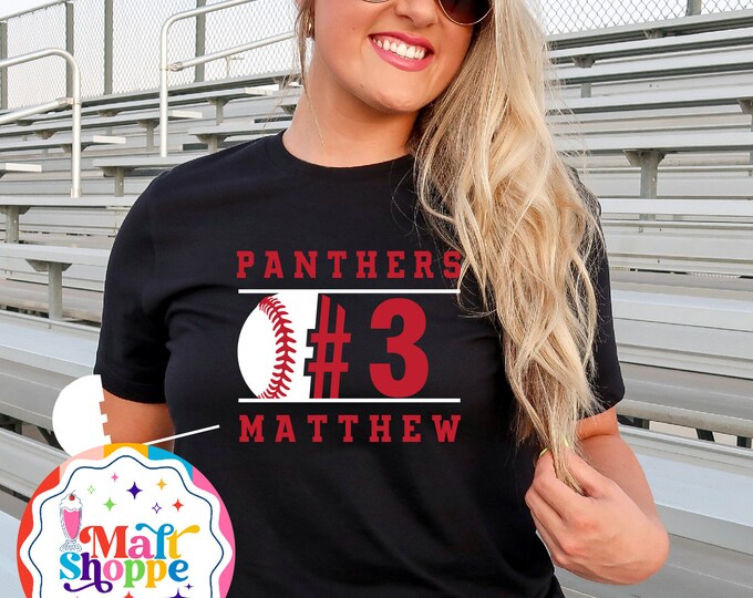 MALT SHOPPE CUSTOM Your Team Baseball Player Name Number Mascot Your Team Your Colors Shirt T-Shirt Tank Top