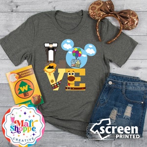 MALT SHOPPE Wilderness Explorer Up LOVE Carl Ellie Russell Dug Kevin Adventure Shirt