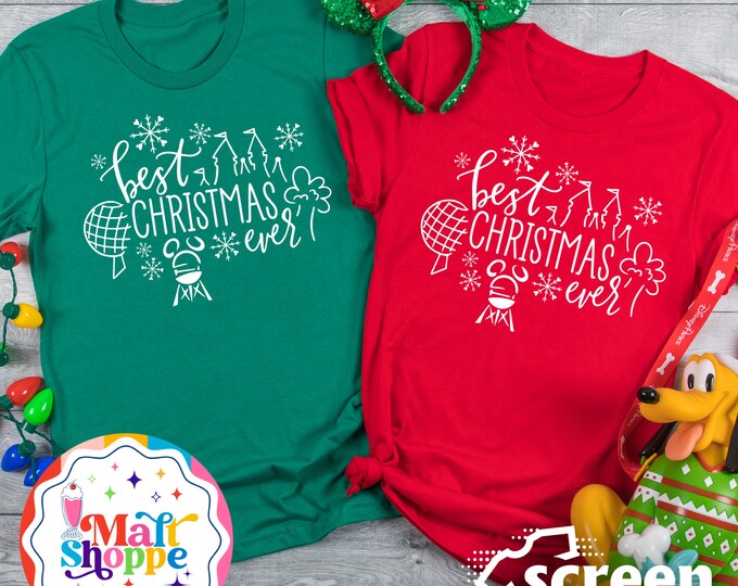 MALT SHOPPE Disney Four Parks Icons Disney World Best Christmas Ever Shirt T-Shirt Tank Top
