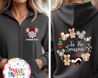 MALT SHOPPE Christmas Snacks Zip Up Hoodie Jacket Tis the Season Sweatshirt