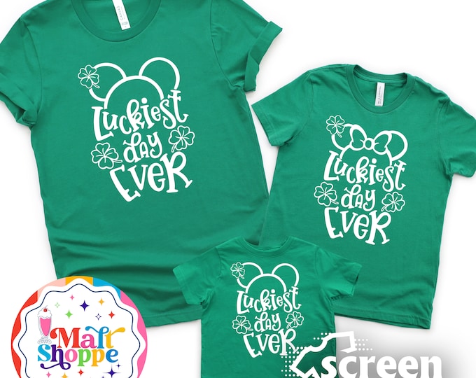 MALT SHOPPE St Patrick's Day Luckiest Day Ever Saint Patrick inspired by Disney Unisex Youth Adult Shirt